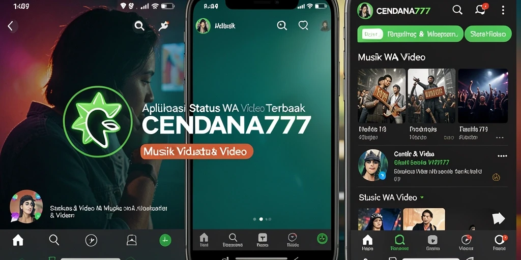 Antarmuka CENDANA777 menampilkan berbagai pilihan video untuk status WhatsApp.