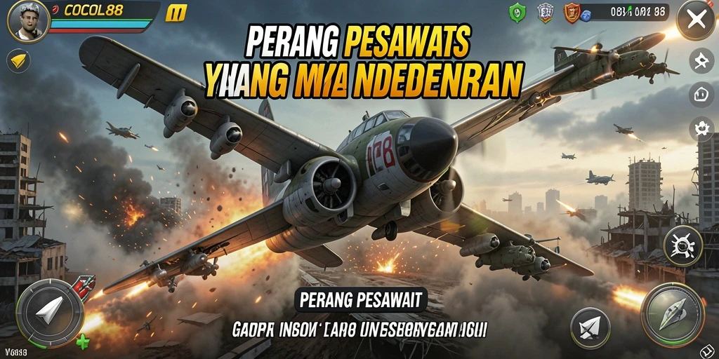 Tampilan utama COCOL88 dengan antarmuka pertempuran pesawat yang menarik.