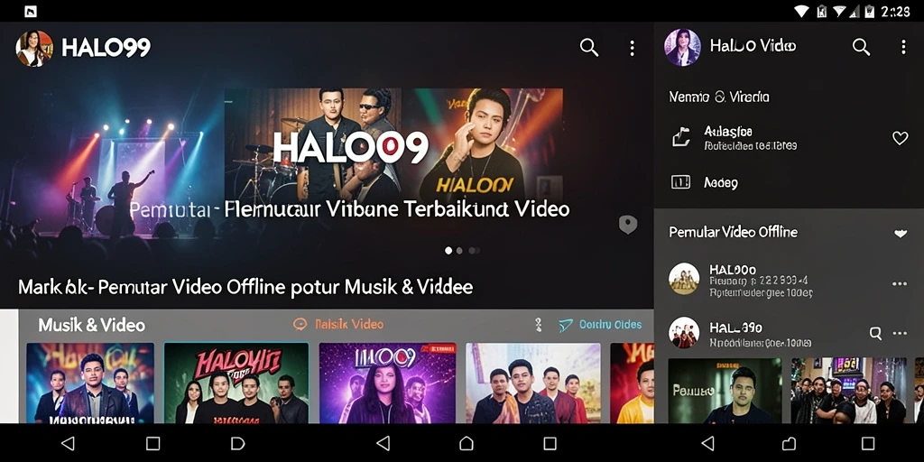 Antarmuka pengguna HALO99 untuk Pemutar Video Offline yang menarik.