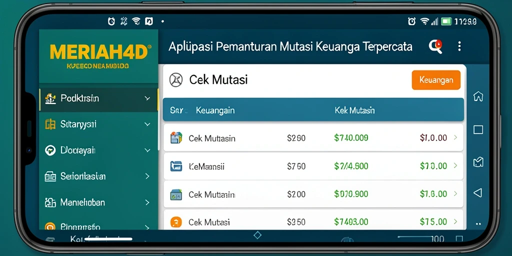 Antarmuka aplikasi MERIAH4D yang sederhana untuk Cek Mutasi Keuangan.