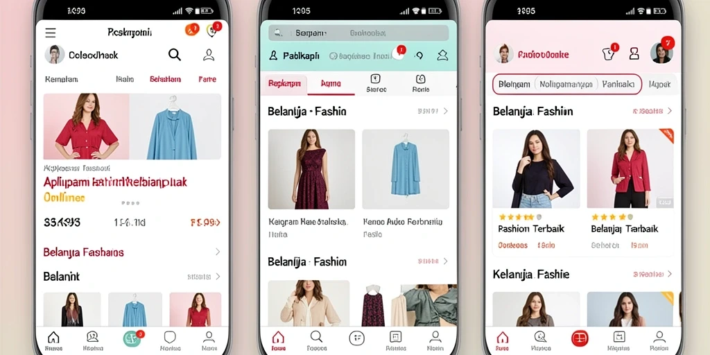 Antarmuka aplikasi PK95 yang memudahkan navigasi belanja fashion.