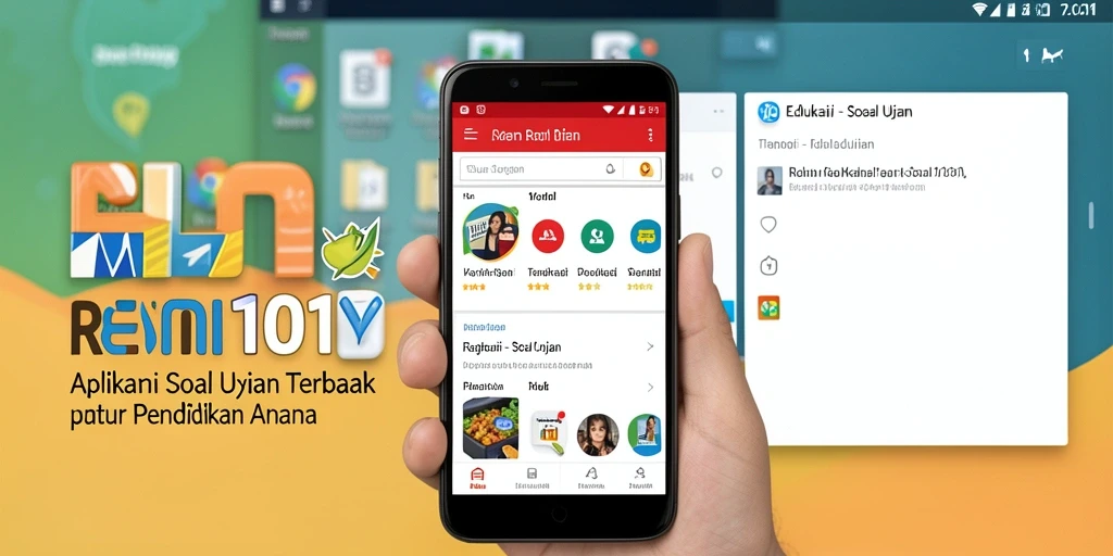 Tampilan antarmuka aplikasi Soal Ujian REMI101 yang interaktif.