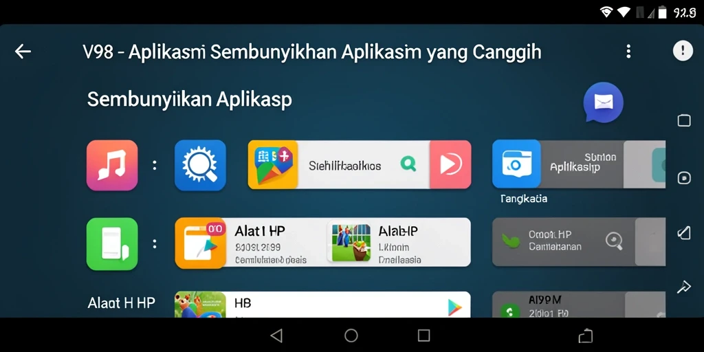 Antarmuka V98 yang sederhana dan efektif dalam menyembunyikan aplikasi.